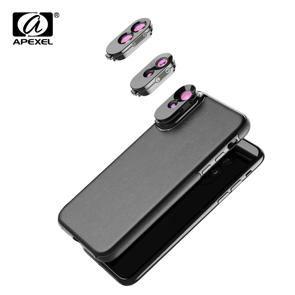 APEXEL Dual Lens Mobile Phone Camera Lens Kit Fisheye Lens Wide Angle Macro Telephoto Back Cover Phone Case For iPhone X XS Max
APEXEL Dual Lens Mobile Phone Camera Lens Kit Fisheye Lens Wide Angle Macro Telephoto Back Cover Phone Case For iPhone X XS Max