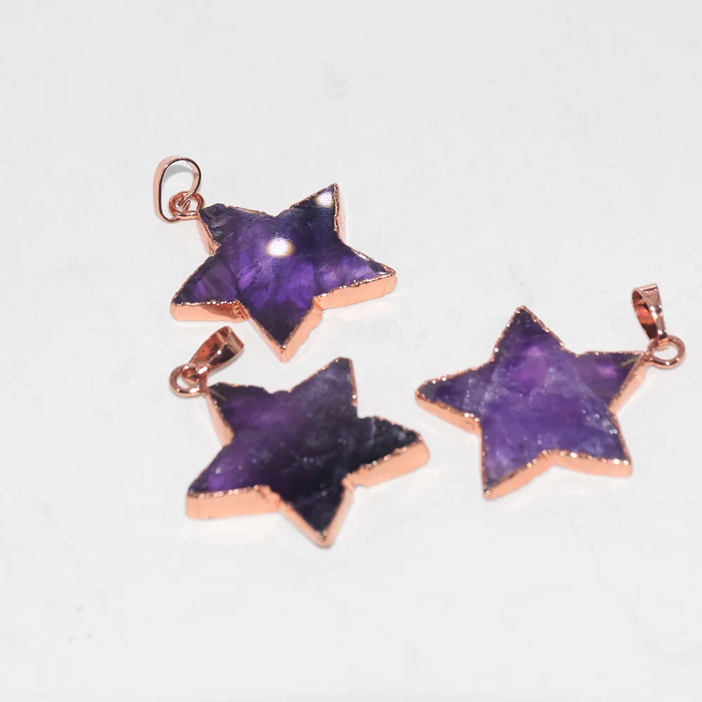 Натуральный фиолетовый камень аметист звезды кулон для женщин 2021 резные чакра