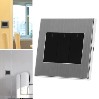 3 Gang 1 Way 250V 10A Control Brushed Stainless Steel Panel Click Wall Switch with LED Indicator Light Waterproof
3 Gang 1 Way 250V 10A Control Brushed Stainless Steel Panel Click Wall Switch with LED Indicator Light Waterproof