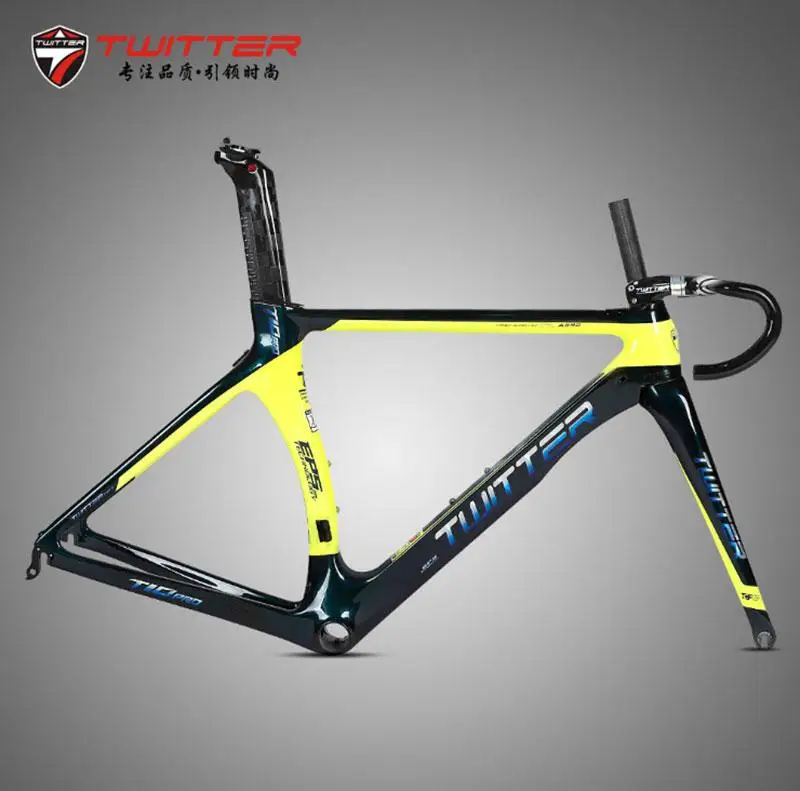 Road Bike Carbon Frame Fork Twitter T10pro-discolor Seatpost Bend Handlebar 4 in 1 700c Frame Carbon 44*54 Tapered Headset BB92
Road Bike Carbon Frame Fork Twitter T10pro-discolor Seatpost Bend Handlebar 4 in 1 700c Frame Carbon 44*54 Tapered Headset BB92