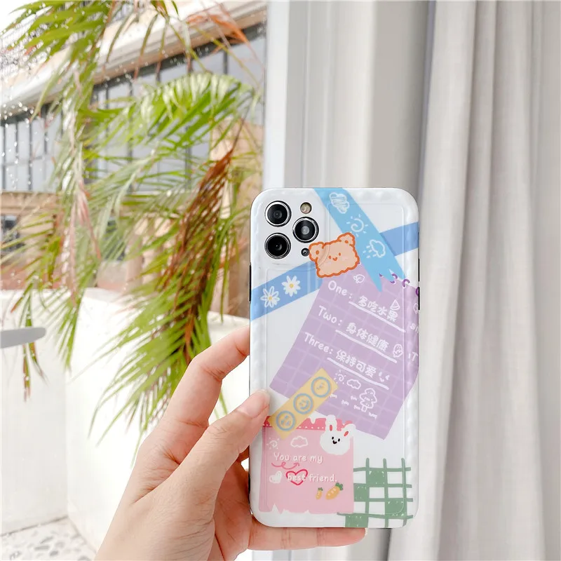iPhone 8 Case X Cover Cartoon Sticky Notes 11 Pro Max se 2020 screen Protector Xr Xs MAX Fitted Soft 6.1 5.5 | Мобильные телефоны и