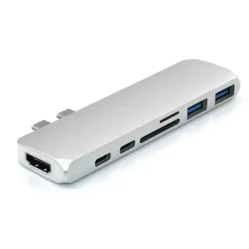 7-in-1 USB 3.1 Type-C Port Hub Adapter Aluminum USB Hub Splitter Dual Card Slots Card Reader for MacBook Pro
7-in-1 USB 3.1 Type-C Port Hub Adapter Aluminum USB Hub Splitter Dual Card Slots Card Reader for MacBook Pro