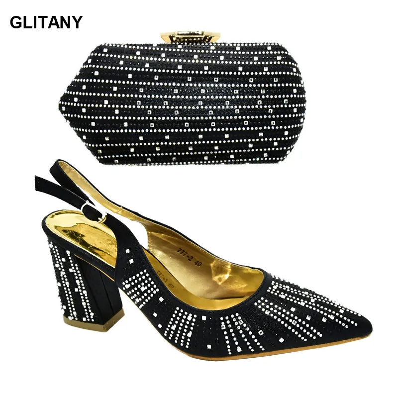 New Women Shoes and Bag Set In Italy Black Color Matcing Women Shoes and Bag Set Deocrated with Rhinestone Nigerian Buckle Strap
New Women Shoes and Bag Set In Italy Black Color Matcing Women Shoes and Bag Set Deocrated with Rhinestone Nigerian Buckle Strap
