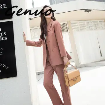 Genuo New Women's Office Lady Two Pieces Solid Elegant Double Breasted Turn-down Collar Blazers Trouesrs With Sashes New Suits
Genuo New Women's Office Lady Two Pieces Solid Elegant Double Breasted Turn-down Collar Blazers Trouesrs With Sashes New Suits