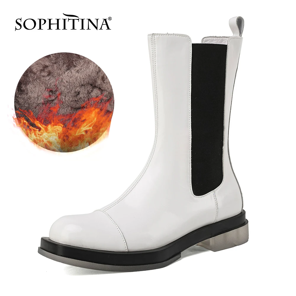 SOPHITINA Chelsea Women's Boots Wool Lining Round Toe Fashion Cow Leather Elastic Band Boots Winter Keep Warm Shoes Women SO587
SOPHITINA Chelsea Women's Boots Wool Lining Round Toe Fashion Cow Leather Elastic Band Boots Winter Keep Warm Shoes Women SO587