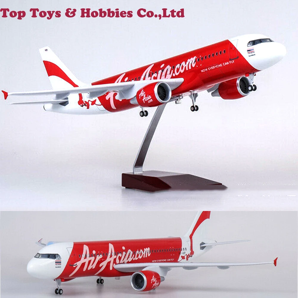 kids toys Diecast Airplane Aircraft 1/80 Air Asia.com A320neo Airplane Model LED Voice Lamp Passanger Plane 47CM