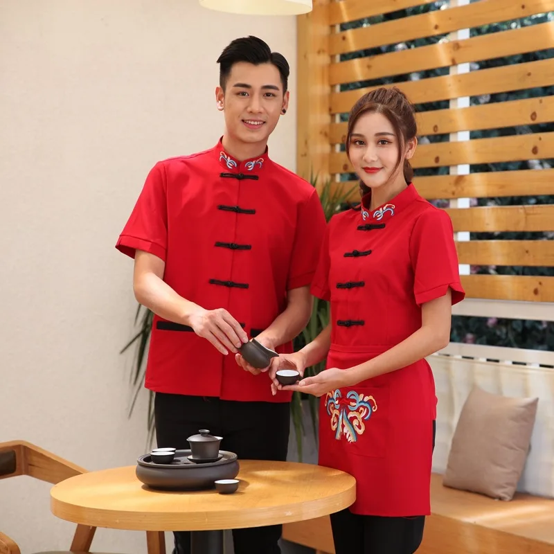 New Arrival Hotel Work Outfit Cafe Waiter Uniform for Men Coffee Shop Waitress Customized Food Service Wear 90 |