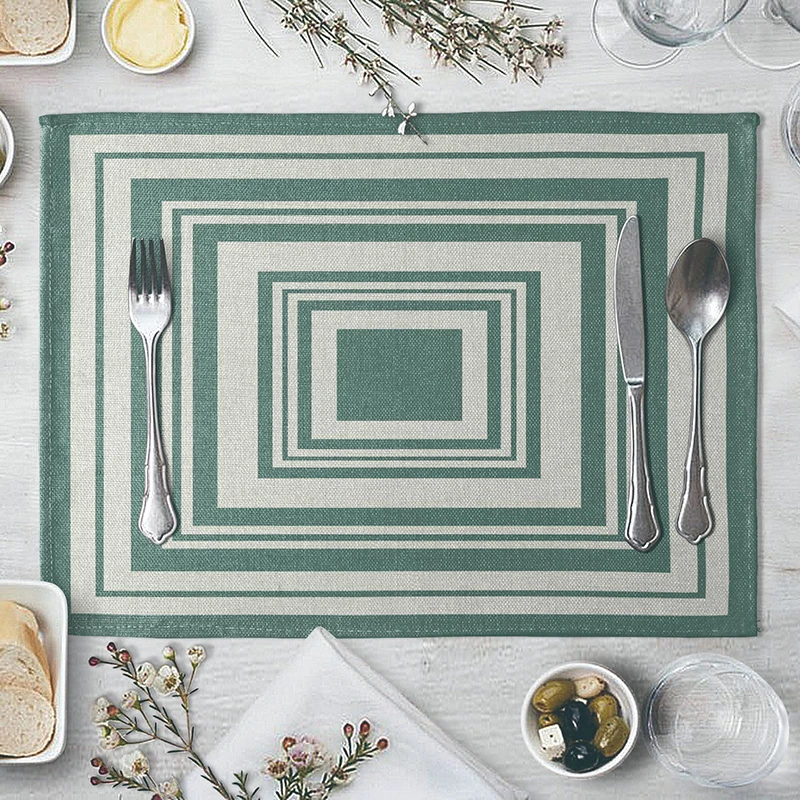 New Hemp Placemat Geometric Art Stripe Print Western Placemat Coasters Kitchen Restaurant Tableware Accessories 40X30CM
New Hemp Placemat Geometric Art Stripe Print Western Placemat Coasters Kitchen Restaurant Tableware Accessories 40X30CM