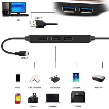 CY Chenyang USB2.0 to 3 Ports HUB Female & Type-C USB-C Power Data Cable for Laptop Cell Phone Tablet
CY Chenyang USB2.0 to 3 Ports HUB Female & Type-C USB-C Power Data Cable for Laptop Cell Phone Tablet