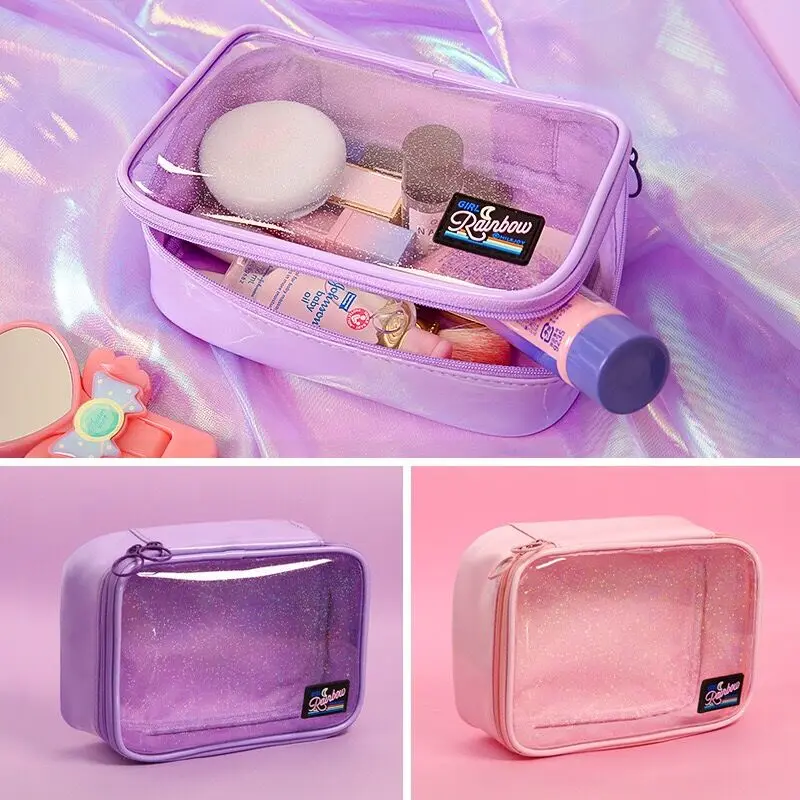 Transprent Glitter Cosmetic Case Rainbow PVC Waterproof Storage Girls Large Capacity Makeup Bag Women Clear Cosmetic Organizer
Transprent Glitter Cosmetic Case Rainbow PVC Waterproof Storage Girls Large Capacity Makeup Bag Women Clear Cosmetic Organizer