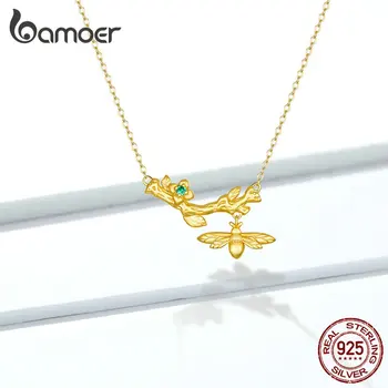 bamoer Plant and Flower Branch with Queen Beee Necklace for Women Original Design Bijoux 925 Sterling Silver Jewelry GAN103 
bamoer Plant and Flower Branch with Queen Beee Necklace for Women Original Design Bijoux 925 Sterling Silver Jewelry GAN103