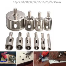 10pcs 6/8/10/12/14/16/18/20/22/30mm Diamond Drill Bit Coated Core Hole Opener Saw Cutting For Glass Tile Marble Drilling Tool
10pcs 6/8/10/12/14/16/18/20/22/30mm Diamond Drill Bit Coated Core Hole Opener Saw Cutting For Glass Tile Marble Drilling Tool