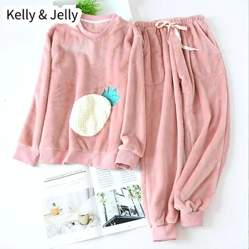 2019 Autumn/ Winter pajamas Thickened Flannel Ladies Pineapple Sleepwear Pants Warm Home Suit
2019 Autumn/ Winter pajamas Thickened Flannel Ladies Pineapple Sleepwear Pants Warm Home Suit
