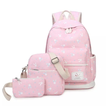 New Canvas Backpack Three-Piece Student bag Female Cartoon Rabbit Print Travel Backpack
New Canvas Backpack Three-Piece Student bag Female Cartoon Rabbit Print Travel Backpack
