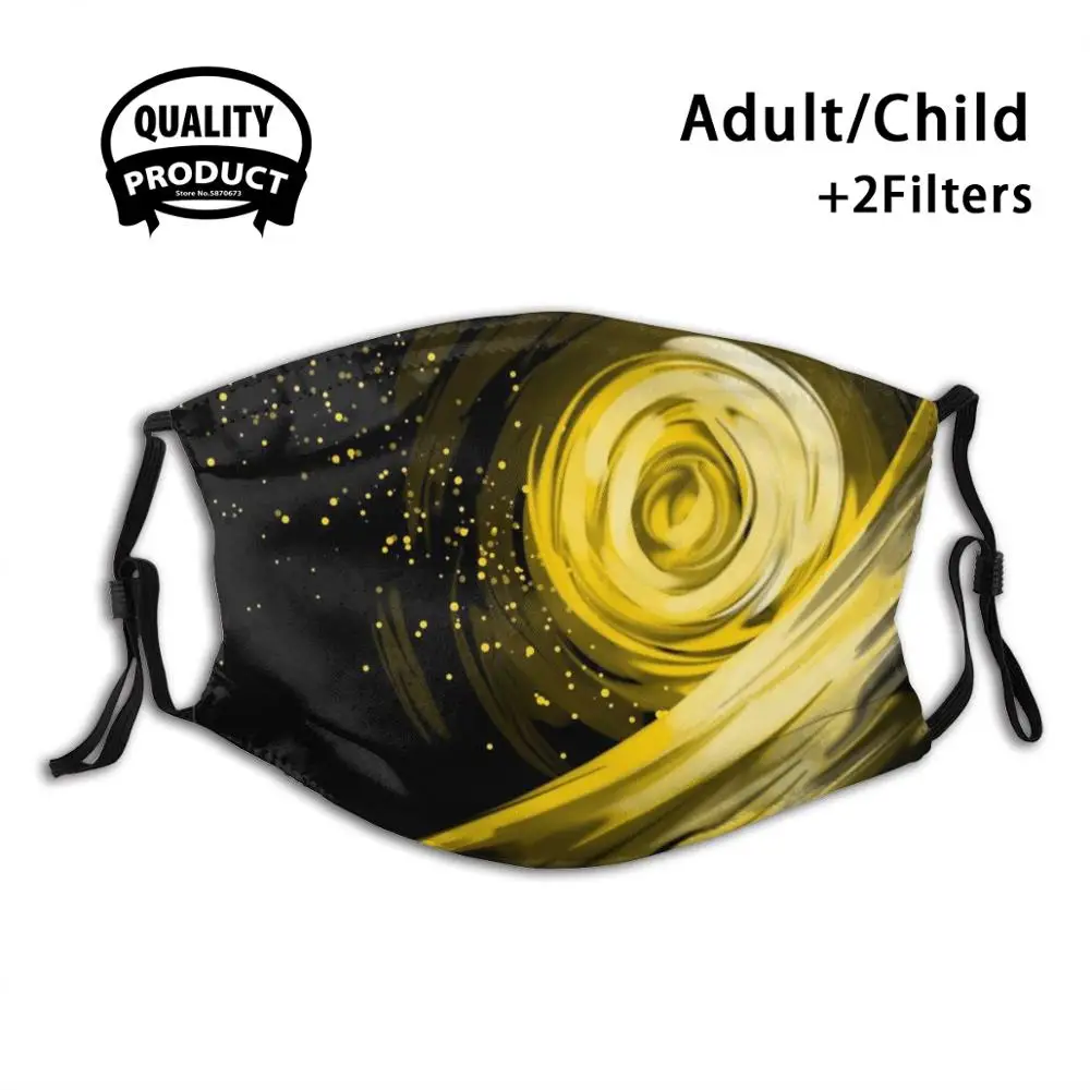 

Yellow Sea Reusable Mouth Mask Washable Filter Anti Dust Face Masks Yellow Sea Ocean Black Gold Sun Moon Abstract Wave Waves