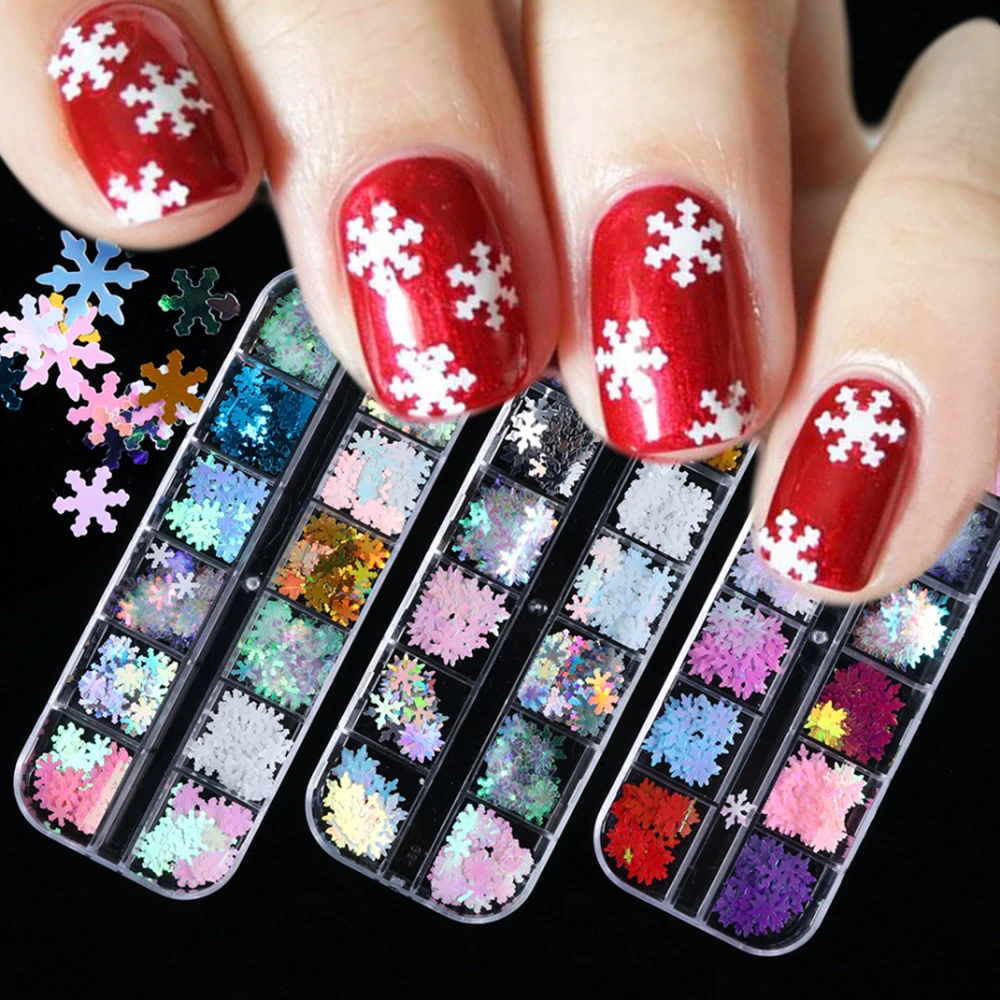 12 Grid Laser Christmas Snowflake Winter Nail Art Decorations Colorful Glitter Shine Snowflakes Nails Sequins DIY Accessories
12 Grid Laser Christmas Snowflake Winter Nail Art Decorations Colorful Glitter Shine Snowflakes Nails Sequins DIY Accessories