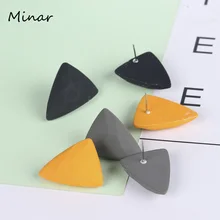 Snoep Kleur Driehoekige Stud Oorbellen Voor Vrouwen Schildpad Oppervlak Geometrische Oorbellen Oranje Grijs Zwart Vrouw Accessoires(China)