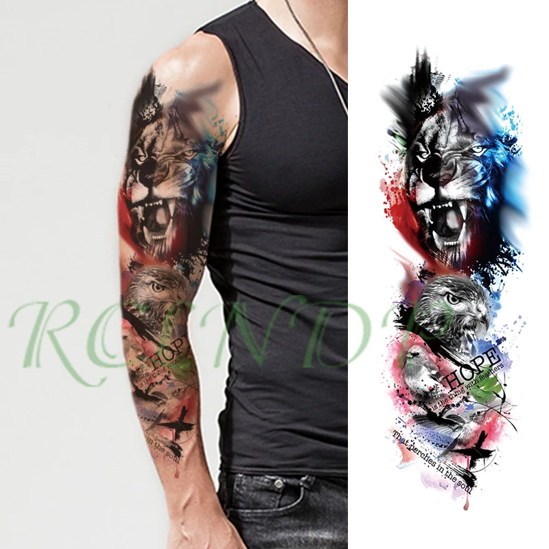 Waterproof Temporary Tattoo Sticker roaring lion eagle bird letter colour full arm large fake tatto flash tatoo for men women
Waterproof Temporary Tattoo Sticker roaring lion eagle bird letter colour full arm large fake tatto flash tatoo for men women