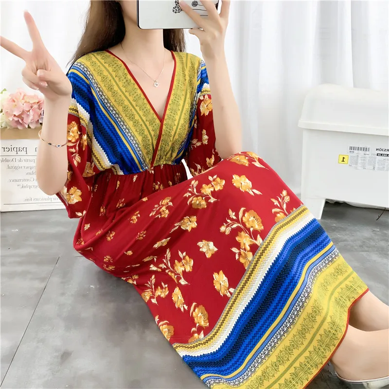 S-4XL Bohemia V-neck Chiffon PrintingEthnic Style Beach Ankle-Length Dress 2020 Spring Empire 5 Points Sleeve Holiday Dress
S-4XL Bohemia V-neck Chiffon PrintingEthnic Style Beach Ankle-Length Dress 2020 Spring Empire 5 Points Sleeve Holiday Dress