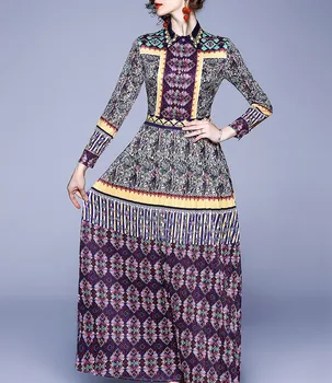 2019 winter new European and American fashion wild waist slimming positioning print dress 
2019 winter new European and American fashion wild waist slimming positioning print dress