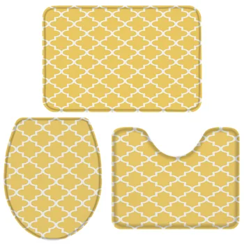 3 Pieces Bathroom Set Geometric Yellow White Bath Set Toilet Cover Mat Pedestal Rug Non-Slip Bathroom Rug Set
3 Pieces Bathroom Set Geometric Yellow White Bath Set Toilet Cover Mat Pedestal Rug Non-Slip Bathroom Rug Set