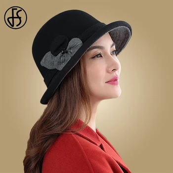FS Women Cloche Hats Black Fedoras Vintage Solid Wool Felt Bucket Hats for Ladies Wine Red Female Bowler Hats with Bowknot
FS Women Cloche Hats Black Fedoras Vintage Solid Wool Felt Bucket Hats for Ladies Wine Red Female Bowler Hats with Bowknot