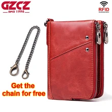 GZCZ 2019 moda kobiety portfel z prawdziwej skóry zamek projekt kobiet krótki Rfid torebka z etui na dowód osobisty kieszenie na monety Mini Walet(China)