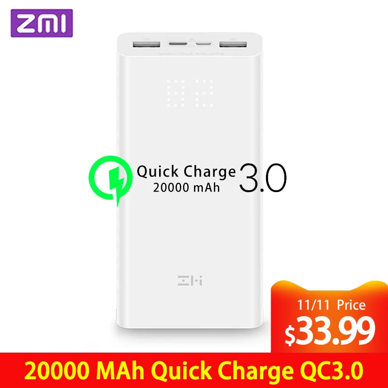 ZMI Powerbank Power Bank 20000 MAh Quick Charge QC3.0 Xiao mi Battery Dual USB 27W 20000mah QB822 For iPhone iPad Laptop
ZMI Powerbank Power Bank 20000 MAh Quick Charge QC3.0 Xiao mi Battery Dual USB 27W 20000mah QB822 For iPhone iPad Laptop