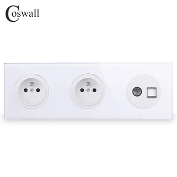Coswall Crystal Glass Panel Double French Standard Wall Socket + Female TV Connector With CAT5E RJ45 Computer Jack R11 Series
Coswall Crystal Glass Panel Double French Standard Wall Socket + Female TV Connector With CAT5E RJ45 Computer Jack R11 Series