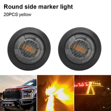 

12V 80LM Car Truck Light 3LED Round Side Marker Amber Grille Light Warning Lamp Smoked Waterproof Shell Trailer RV Light