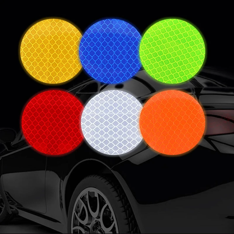 

10 Pcs Solid Color Round Car Reflective Strip Warning Sticker For Bus Backpack Bicycle Baby Car Waterproof Safety Car Sticker