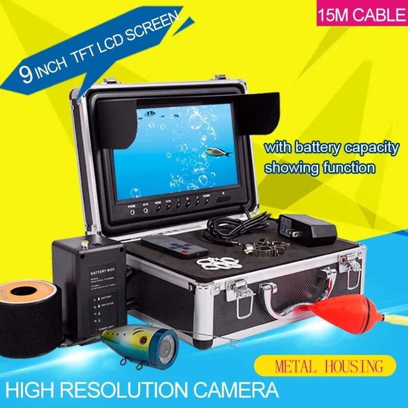 

9inch LCD Monitor Fishing Underwater Visual Camera With 12pcs LEDS DVR Function 15m Cable Float With Remote Control Waterproof