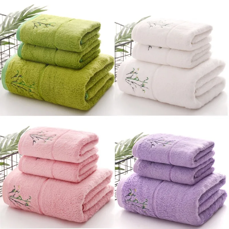 

Bamboo Fiber Bath Towel Set, Embroidered Towel, Universal Beach Towel, Soft and Comfortable Face Towel for Men and Women