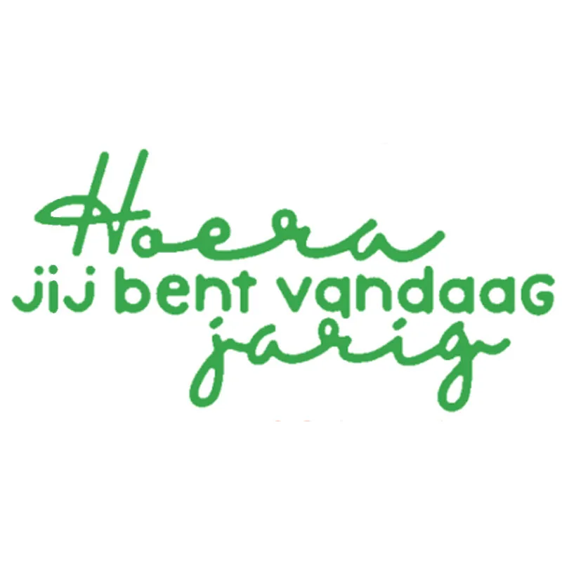Высечки Hoera jij изогнутые vandaag jarig голландские для изготовления карт высечки голландских слов Скрапбукинг металлические высечки Новинка 2021
Высечки Hoera jij изогнутые vandaag jarig голландские для изготовления карт высечки голландских слов Скрапбукинг металлические высечки Новинка 2021