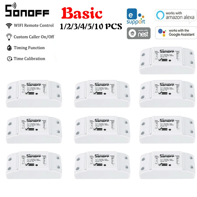 1/2/3/4/5/10 PCS Sonoff Basic Smart Home Wifi Light Switch DIY Remote Wireless Smart Home Switch Works with Alexa Google Home
1/2/3/4/5/10 PCS Sonoff Basic Smart Home Wifi Light Switch DIY Remote Wireless Smart Home Switch Works with Alexa Google Home