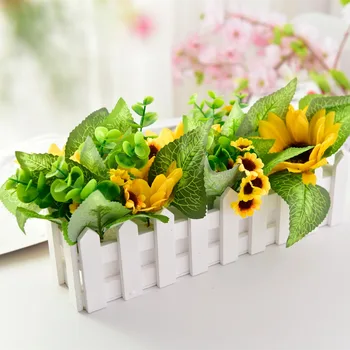 Farmhouse Decor Fake Flowers Sunflower Artificial Flowers+30cm Wood Fence Vase Bonsai Set for Restaurant Garden Decoration
Farmhouse Decor Fake Flowers Sunflower Artificial Flowers+30cm Wood Fence Vase Bonsai Set for Restaurant Garden Decoration
