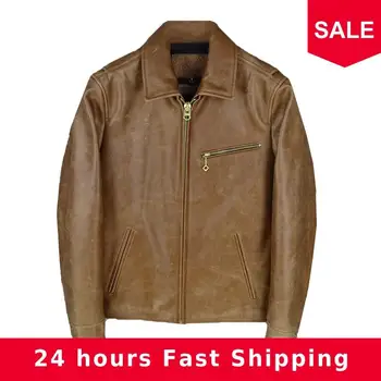 2020 Vintage Brown Men 1930S Biker's Leather Jacket Plus Size XXXXL Genuine Cowhide American Style Autumn Slim Fit Leather Coat
2020 Vintage Brown Men 1930S Biker's Leather Jacket Plus Size XXXXL Genuine Cowhide American Style Autumn Slim Fit Leather Coat