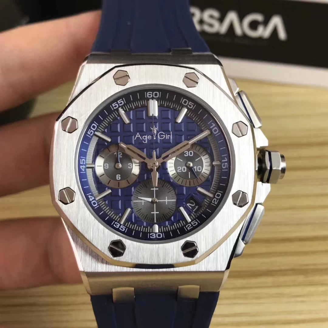 2019 Luxury Brand New Men Silver Blue Chronograph Sapphire Stainless Steel Oaks StopWatch Luminous Rose Gold Rubber Royal Watch
2019 Luxury Brand New Men Silver Blue Chronograph Sapphire Stainless Steel Oaks StopWatch Luminous Rose Gold Rubber Royal Watch
