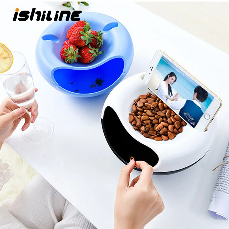 Lazy Snack Bowl Plastic Detachable Double Round Dried Fruit Nut Storage Box Fruit Tray With Phone Holder For TV
Lazy Snack Bowl Plastic Detachable Double Round Dried Fruit Nut Storage Box Fruit Tray With Phone Holder For TV