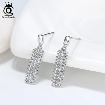 ORSA JEWELS Geometric Long Earrings 925 Sterling Silver with Shinny AAAA Zircon for Women Jewelry Wedding Party Gift OSE270 
ORSA JEWELS Geometric Long Earrings 925 Sterling Silver with Shinny AAAA Zircon for Women Jewelry Wedding Party Gift OSE270