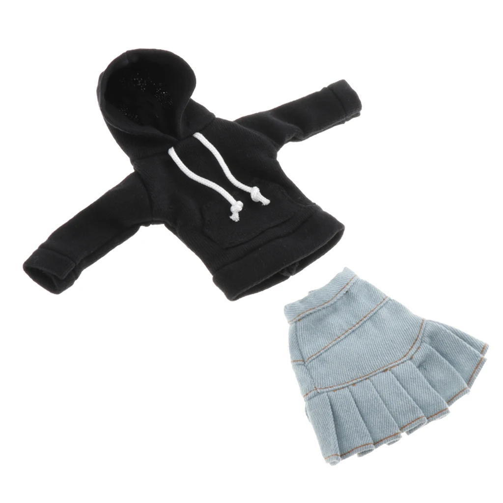 Cute Hoodie & Jeans Skirt For 1/6 Blythe Licca/Momoko/Azone Outfits Cute Hoodie & Jeans Skirt For 1/6 Blythe Licca/Momoko/Azone Outfits
