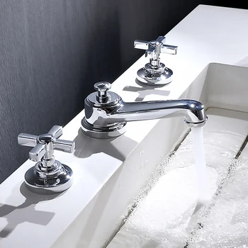 Hot Cold Water Widespread Bathroom Toilet Faucet with Double Handles 3 Holes Brass Water Faucet 
Hot Cold Water Widespread Bathroom Toilet Faucet with Double Handles 3 Holes Brass Water Faucet