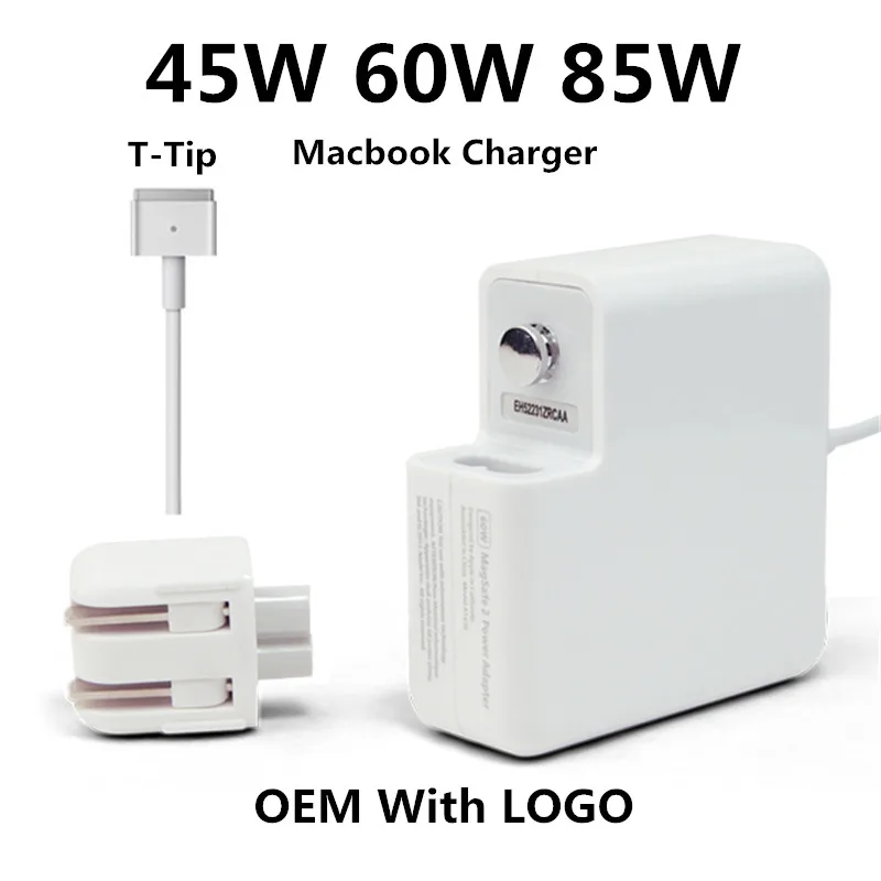 OEM With LOGO 45W 60W 85W MagSaf* 2 T-Tip Notebook Laptop Power Adapter Charger For Apple Macbook Air Pro Retina11 13 15 17 Inch
OEM With LOGO 45W 60W 85W MagSaf* 2 T-Tip Notebook Laptop Power Adapter Charger For Apple Macbook Air Pro Retina11 13 15 17 Inch