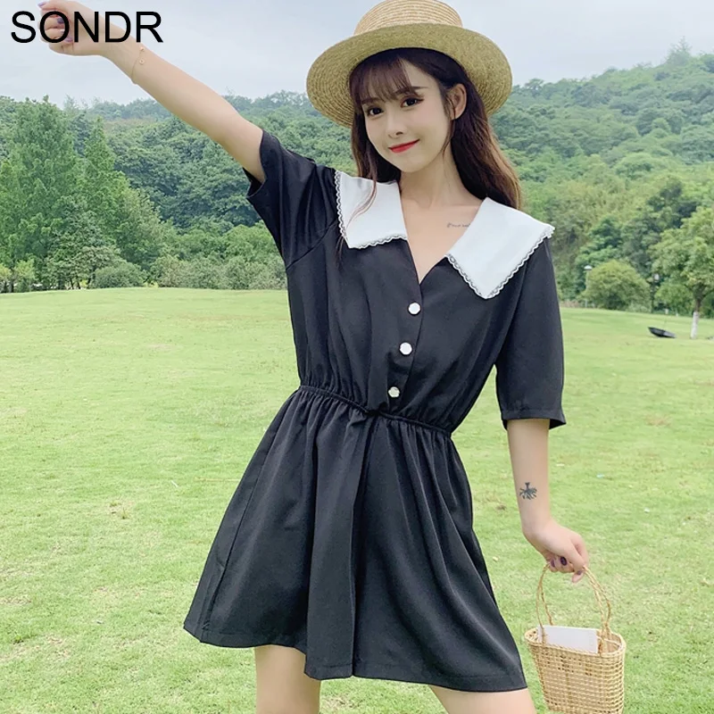 2020 Summer New Jumpsuits Korean Loose Waist Slimming Lace Stitching Rompers Kawaii Short Sleeve Student Style Women'S Clothing
2020 Summer New Jumpsuits Korean Loose Waist Slimming Lace Stitching Rompers Kawaii Short Sleeve Student Style Women'S Clothing