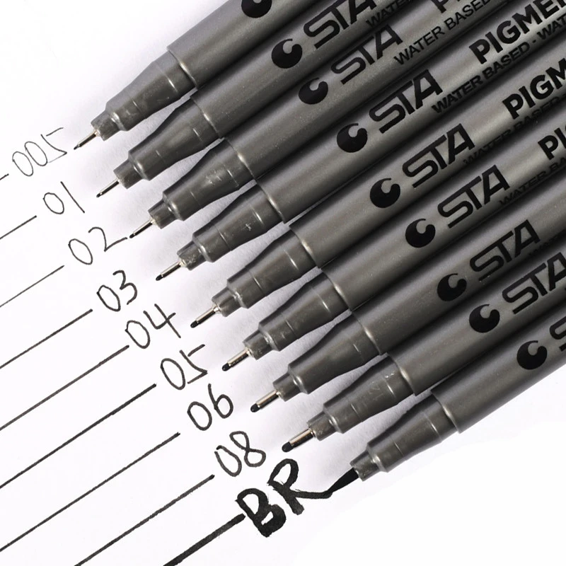STA 9pcs/lot Proof Micron PenTip Brush Markers Different Size Pigment Liner Triangular Fineliner Pens for Art Supplies Markers
STA 9pcs/lot Proof Micron PenTip Brush Markers Different Size Pigment Liner Triangular Fineliner Pens for Art Supplies Markers