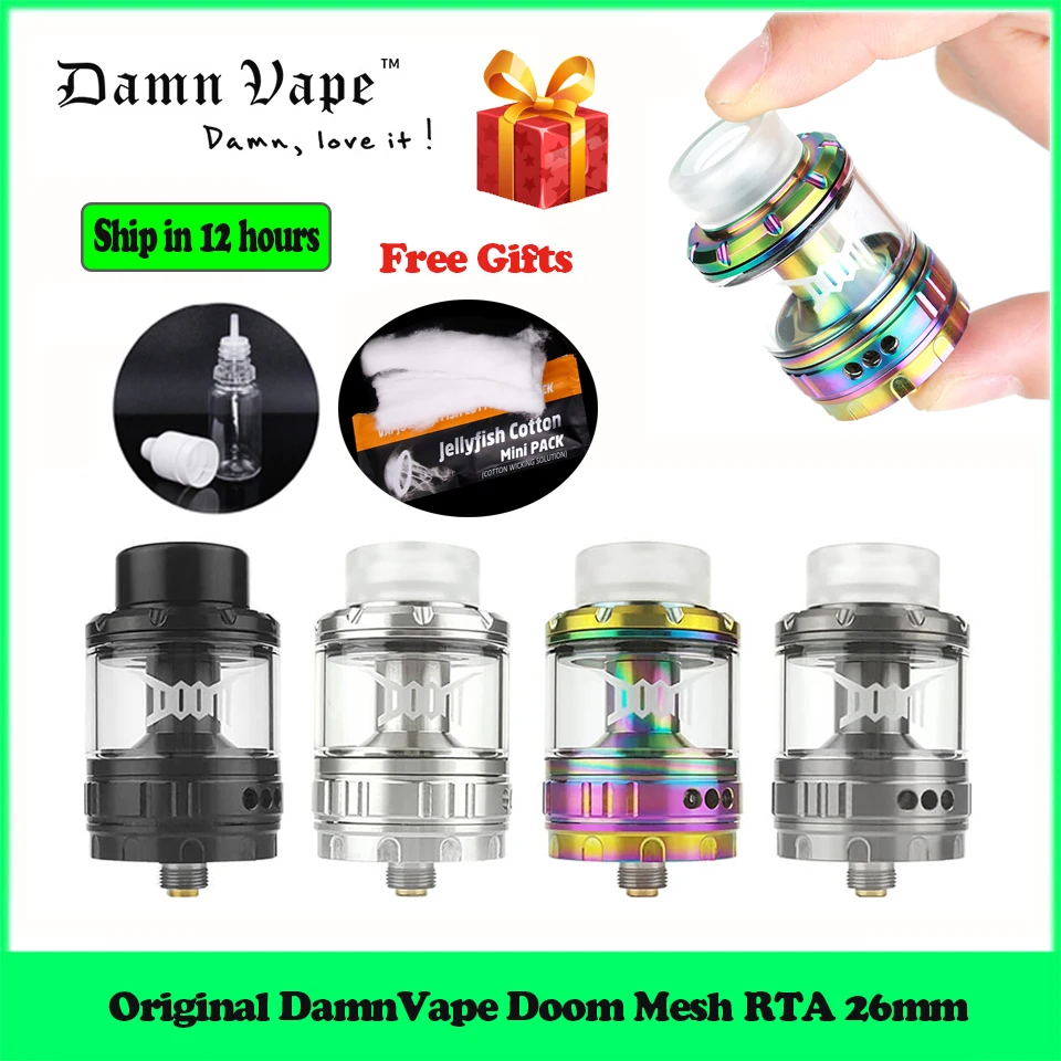 Original Damnvape Doom RTA 4ml E Cigarette Atomizer Vaporizer 26mm 3D Liquid Flow Systerm with Two Mesh Coils vs Unity RTA
Original Damnvape Doom RTA 4ml E Cigarette Atomizer Vaporizer 26mm 3D Liquid Flow Systerm with Two Mesh Coils vs Unity RTA