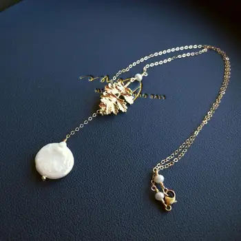 LiiJi Unique Baroque Pearl Gold Filled Chain Necklace Gold Color Leaf Charm Womens Bohemian Fashion Necklaces Jewelry For Gift
LiiJi Unique Baroque Pearl Gold Filled Chain Necklace Gold Color Leaf Charm Womens Bohemian Fashion Necklaces Jewelry For Gift