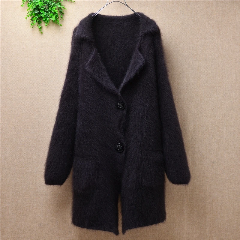Top Fashion Women Ladies Winter medium-long warm slim Mink Cashmere knitted 100% Angora rabbit fur coat Sweater jackets mantle |