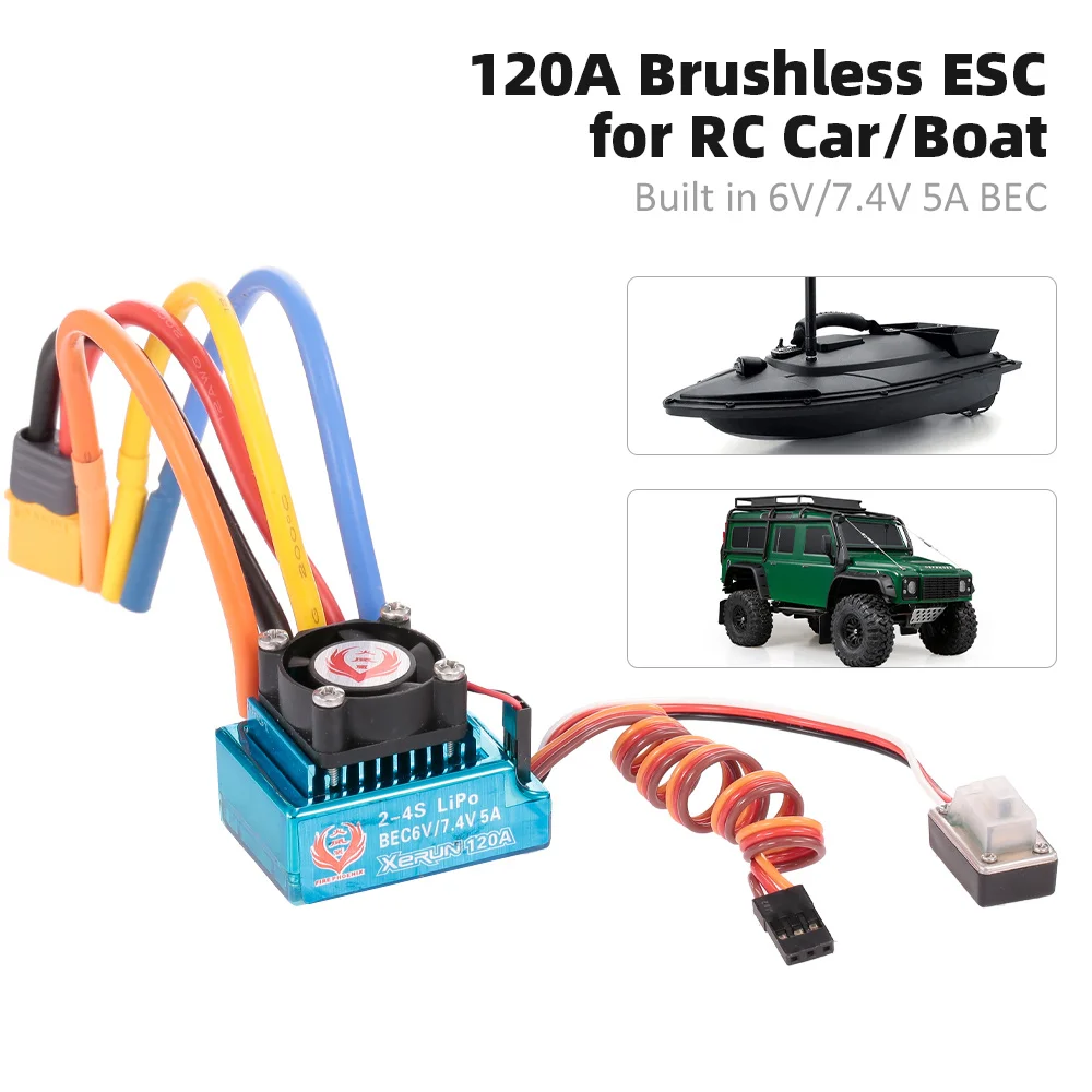 RC Car Boat Parts 120A Sensored Brushless ESC Electric Speed Controller with Bulit-in 7.4V/6V 5A BEC XT60 Connector
RC Car Boat Parts 120A Sensored Brushless ESC Electric Speed Controller with Bulit-in 7.4V/6V 5A BEC XT60 Connector