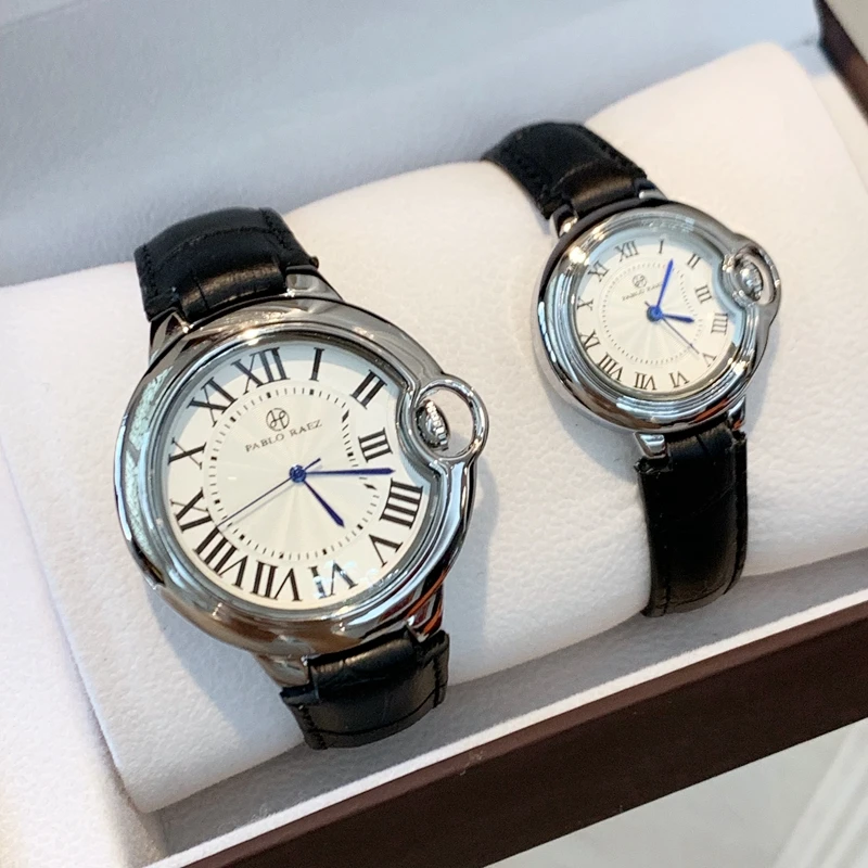 

PABLO RAEZ Roman scale Top reloj mujer Classic design leiseure Mens women Watches luxury leather Blue Quartz fashion lover Watch